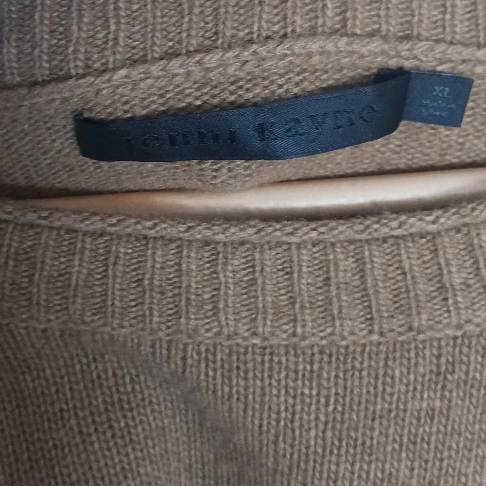 Jenni Kayne Everyday Sweater XL Brown Wool Cashmere Blend Oversized Crew Neck